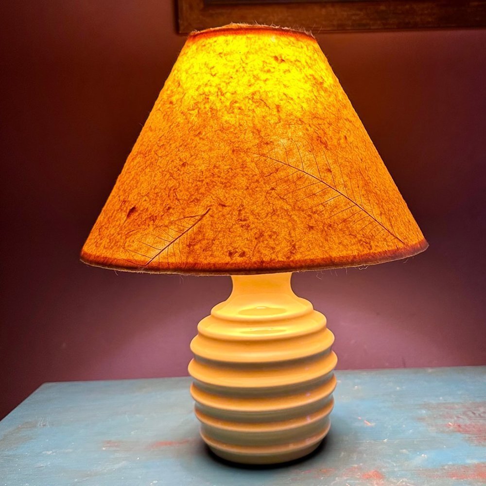 Clip-On Lampshade Textured Yellow Subtle Leaf Pattern